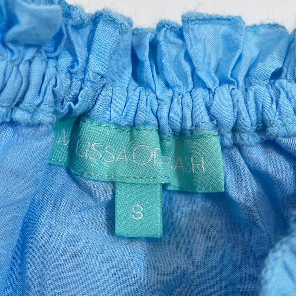 Melissa Odabash Francesca Top Size S Cornflower Blue Boho Eyelet Top EUC - Picture 4 of 11